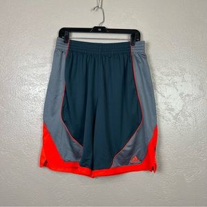 Adidas men elastic waist pull‎ on gray orange athletic shorts size large